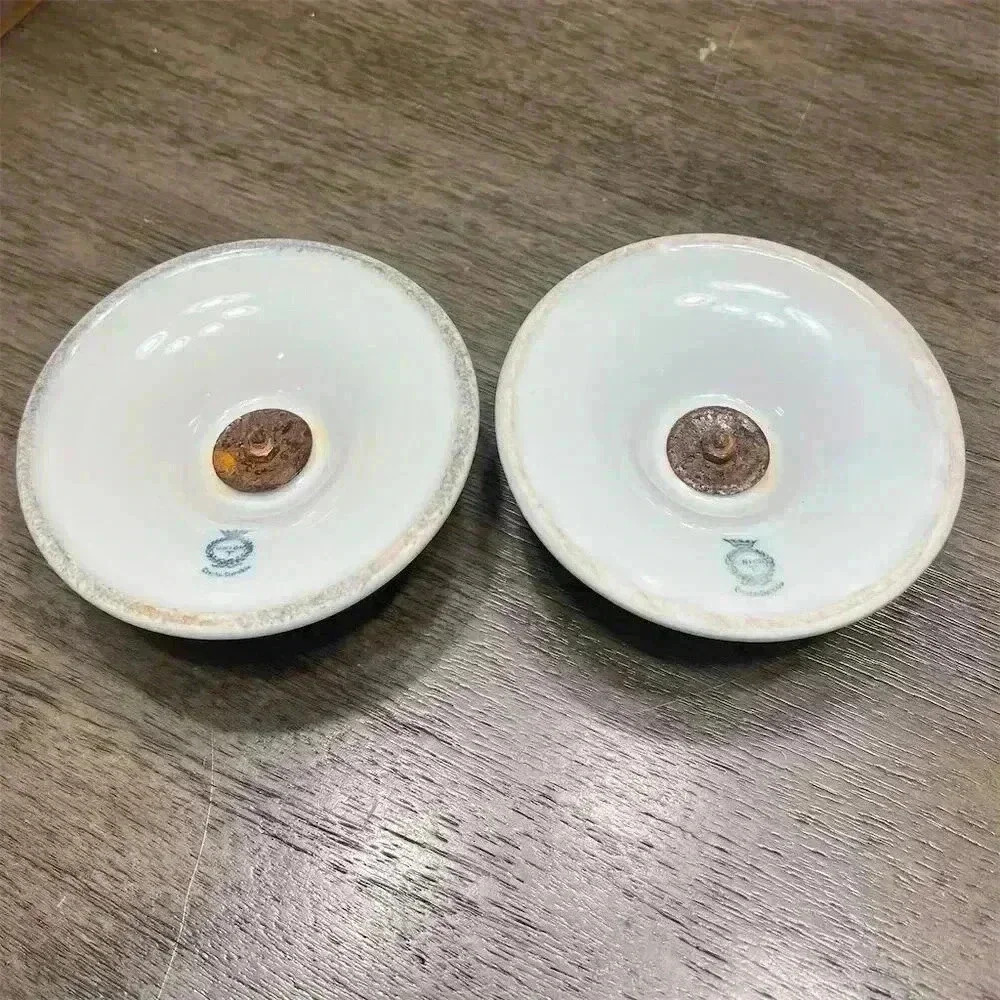 Union T Porcelain Candle Holders Floral Gold Detailing Pair Antique circa 1920 - Picture 4 of 6